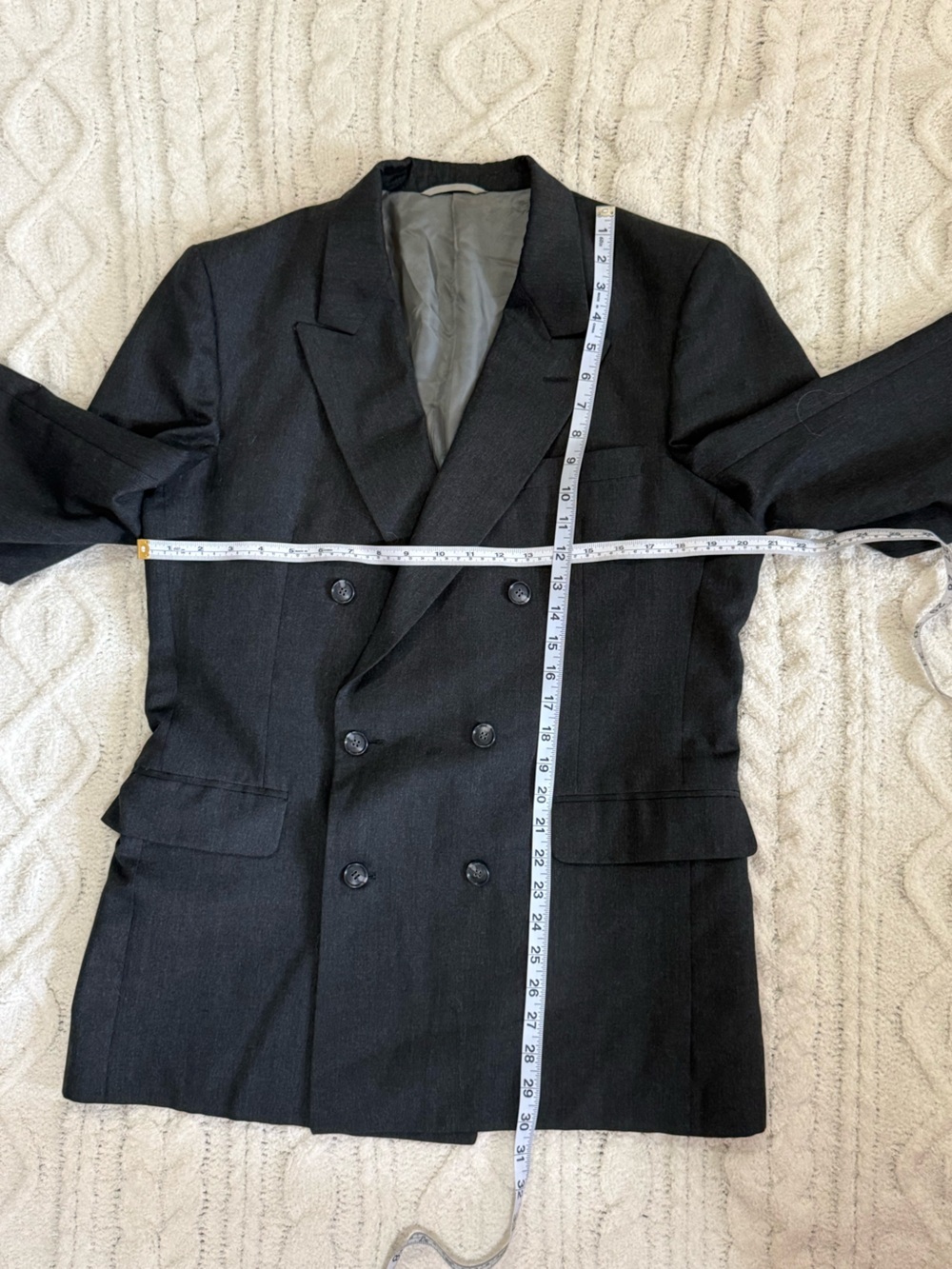 De Vonaire Charcoal Gray Wool Double Breasted Blazer Large - Picture 10 of 14